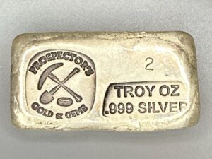 2 Troy Ounce Bar - Prospector's Gold & Gems Logo