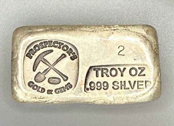 2 Troy Ounce Bar - Prospector's Gold & Gems Logo